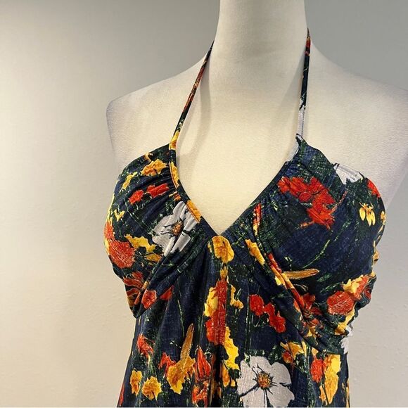 Y by Amir Slama Navy Floral Halter Maxi Dress - Picture 2 of 12